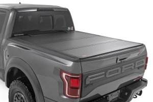 Ford F-150 Lightning Hard Tri-Fold Flip Up Bed Cover - Rough Country - Flip Up - 4WD - '22-'24